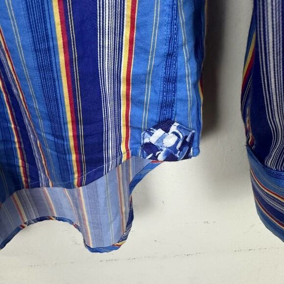 Robert Graham Blue Stripes Button Up‎ Shirt Men’s M Read - Picture 5 of 12